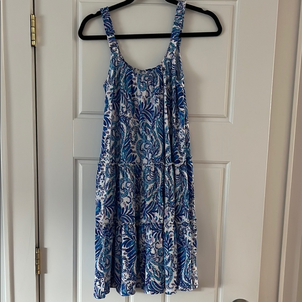 LILLY PULITZER loro sleeveless Baja bluebird tiered dress size XS